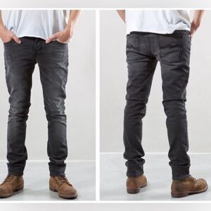 Nudie Grim Tim Broken Black Button Fly Jeans